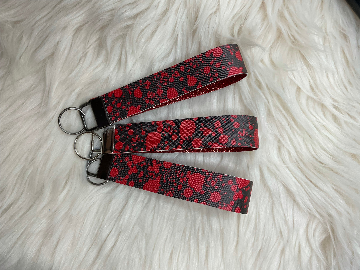 Red blood splatter keychain wristlet