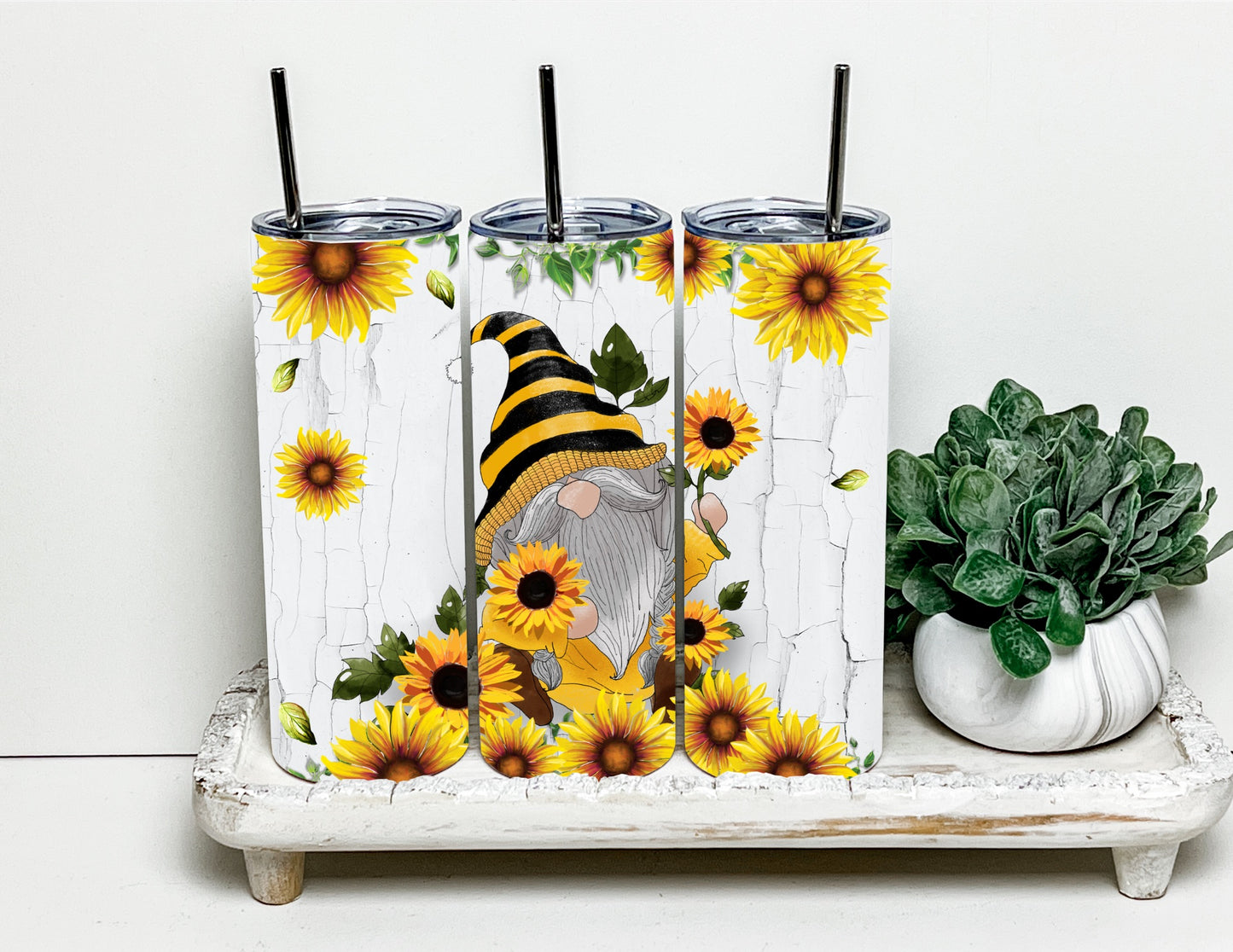 Sunflower gnome tumbler