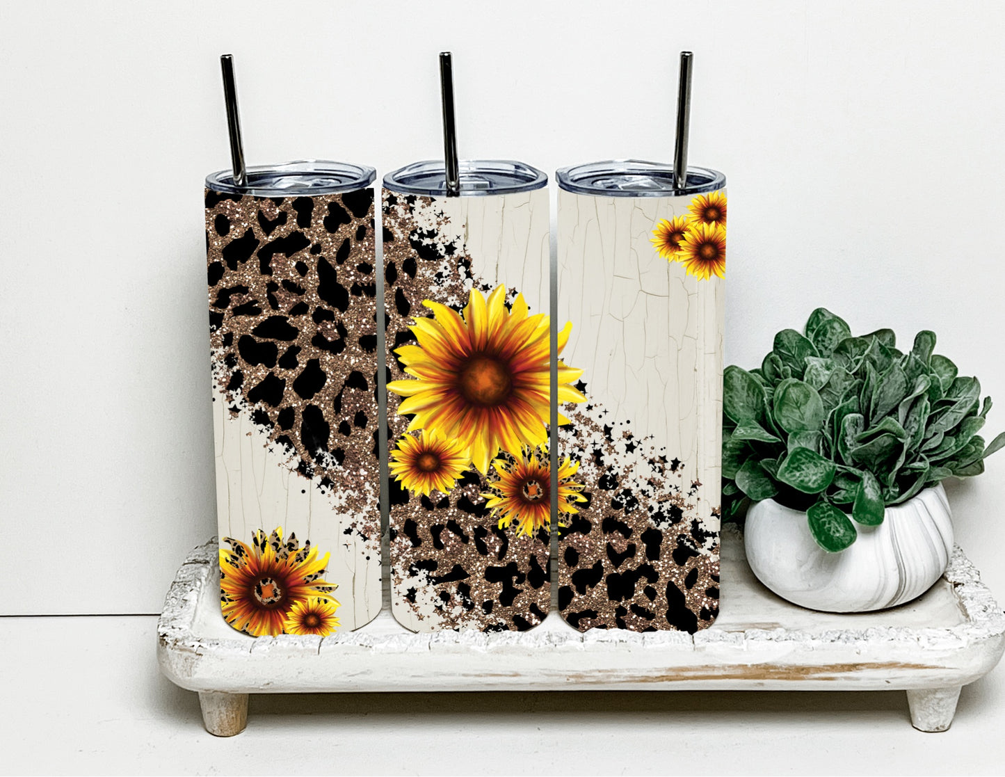 Leopard with flowers