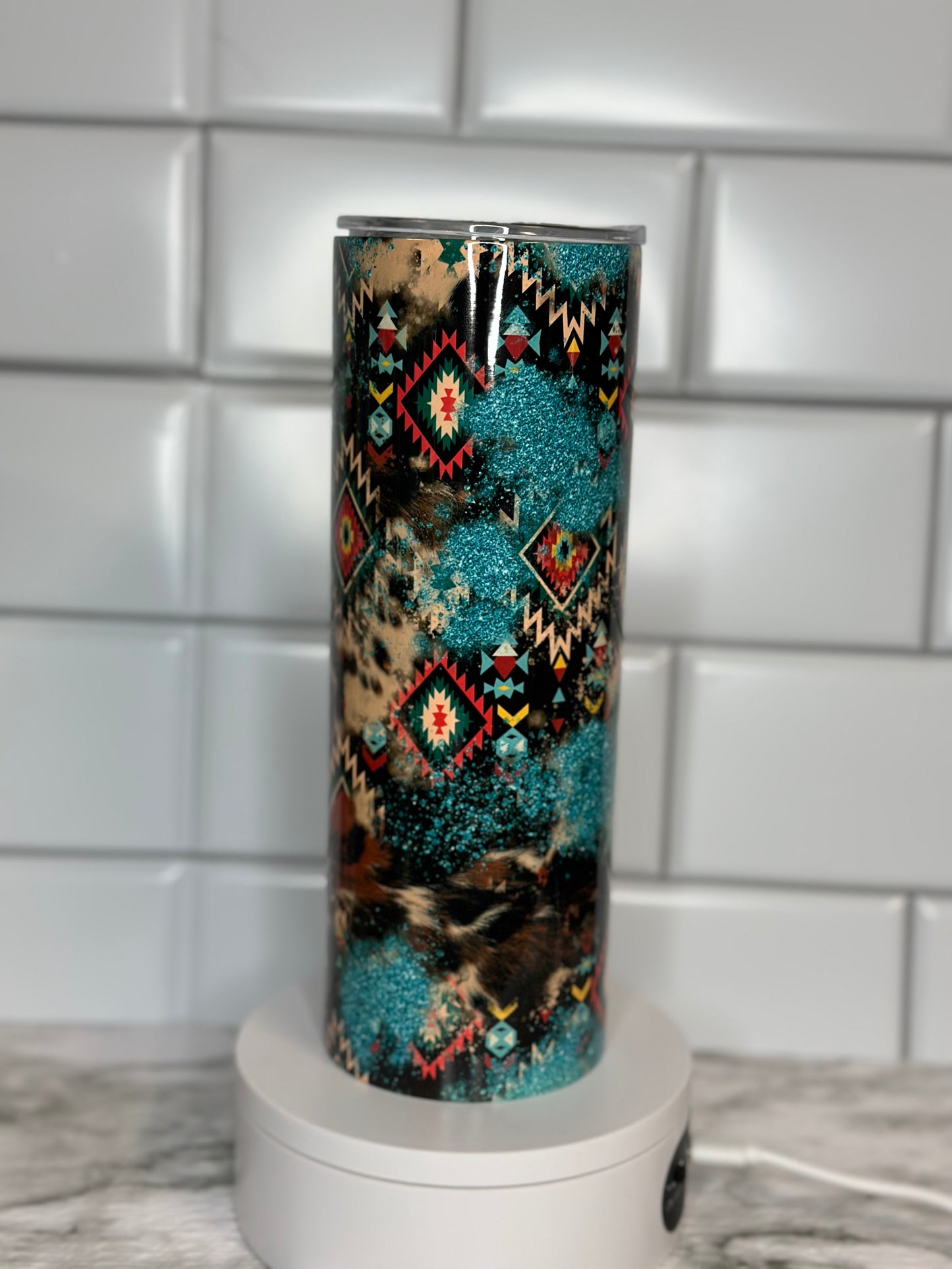 Aztec turquoise cowhide