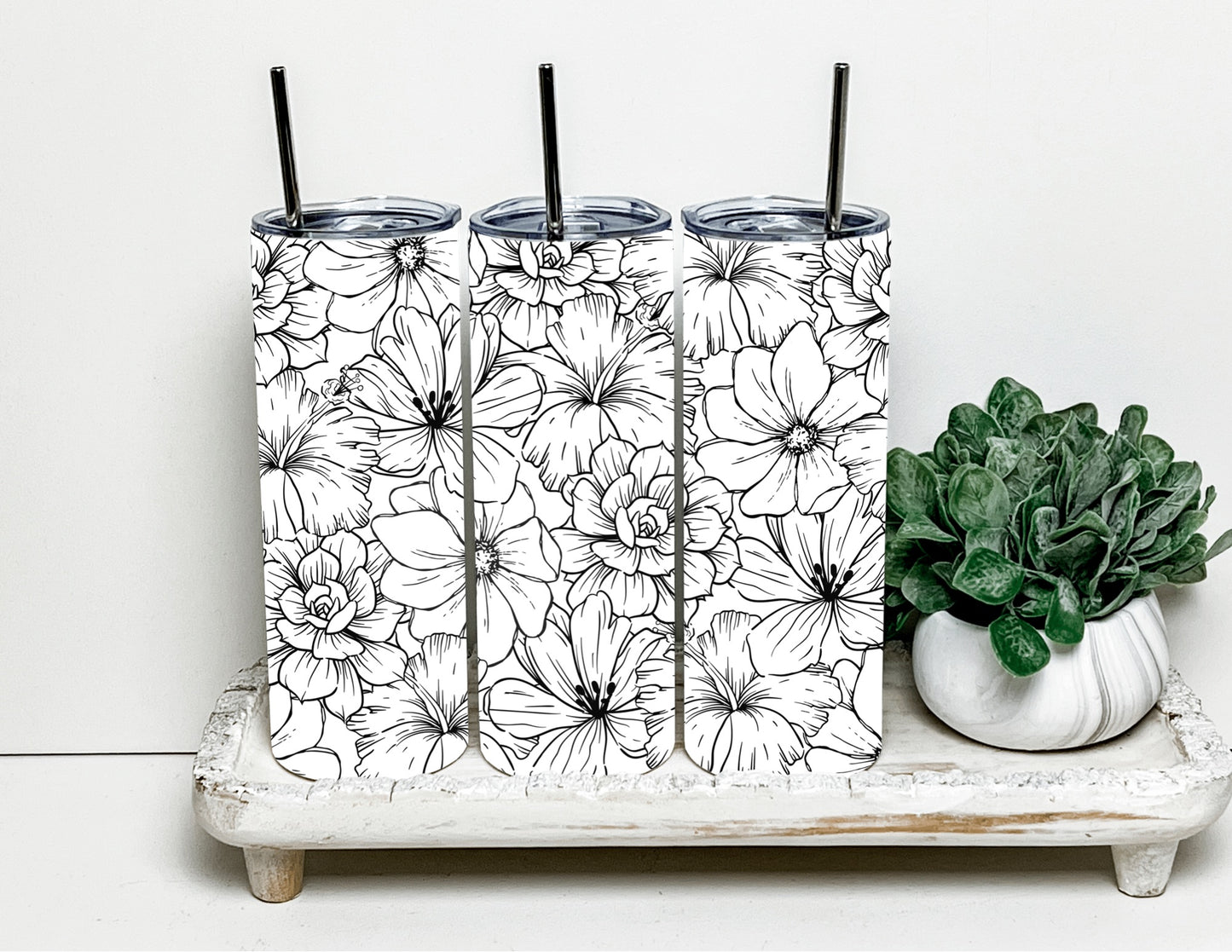 White floral tumbler