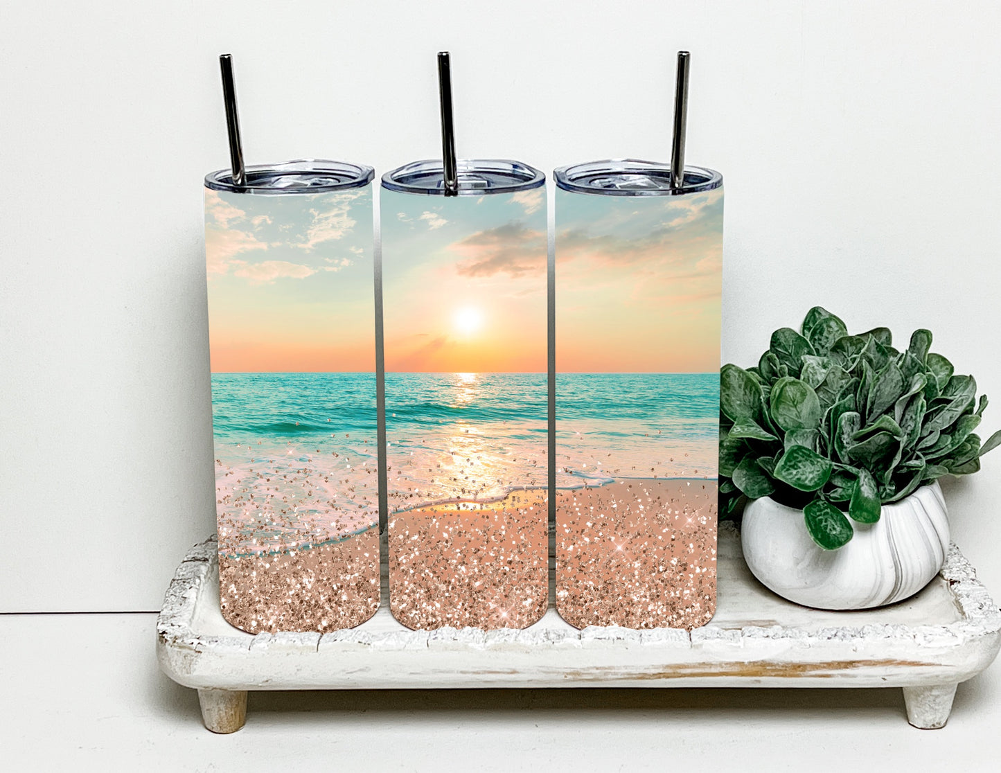 Beach sunset tumbler