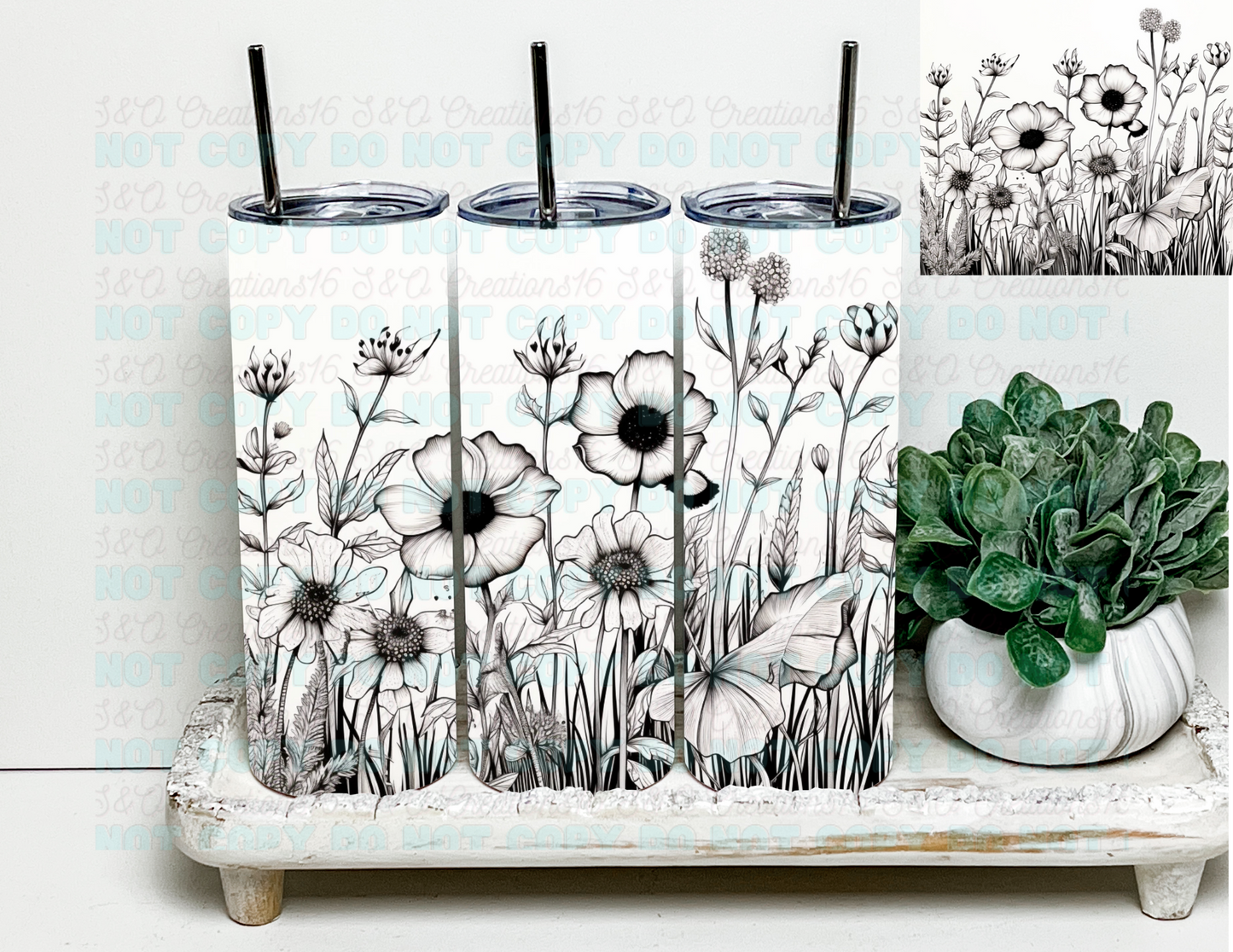 Black and White Floral