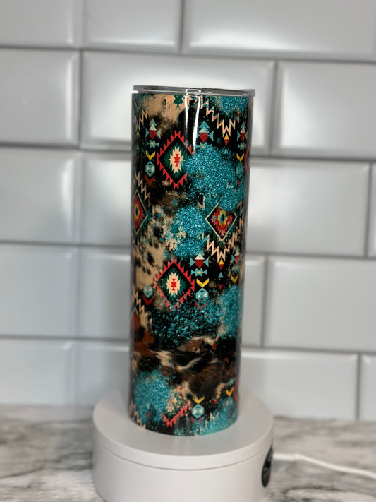 Aztec turquoise cowhide