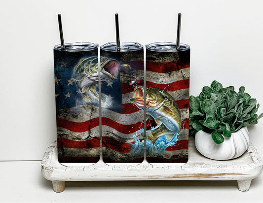 American flag fish tumbler