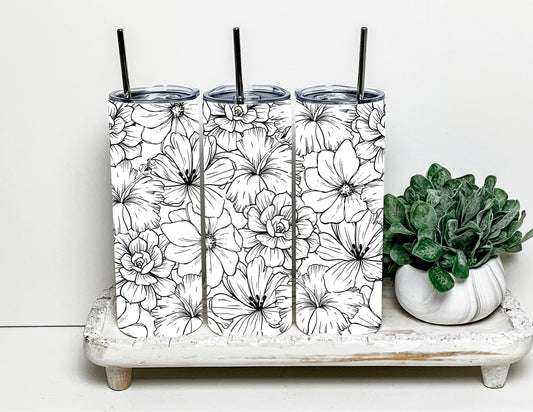 White floral tumbler