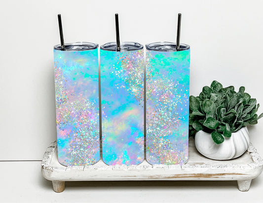 Blue glitter tumbler