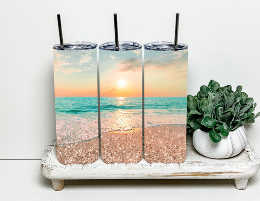 Beach sunset tumbler