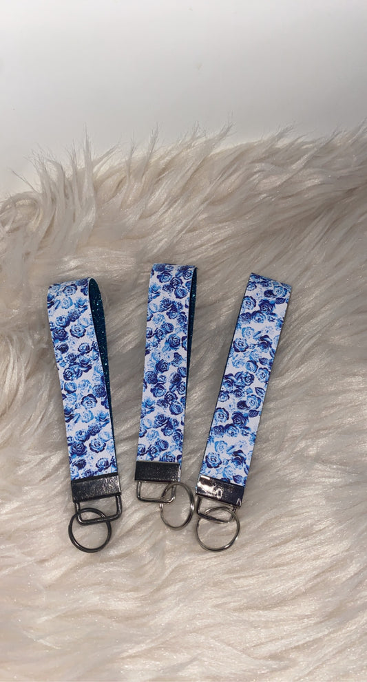 Blue Rose Keychain wristlet