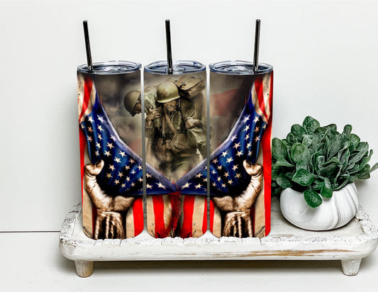 American flag army tumbler